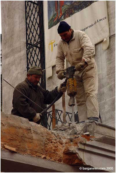 demolition outside the teatro dei differenti