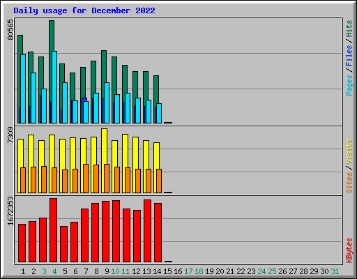 Daily usage for December 2022