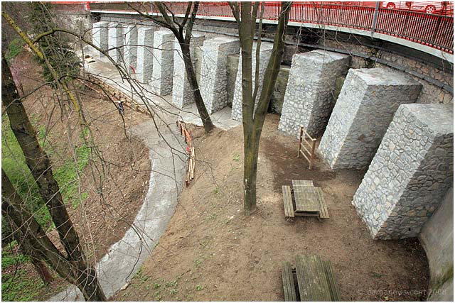 Work almost finished on shoring up the road around Barga