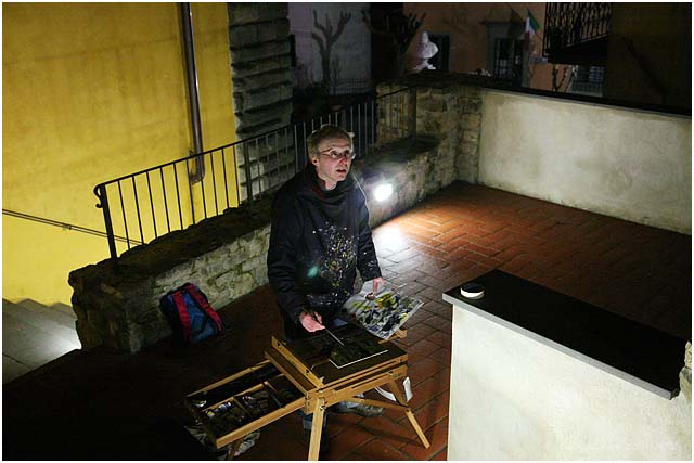 Barga at night – Painting in the dark – Richard Clare