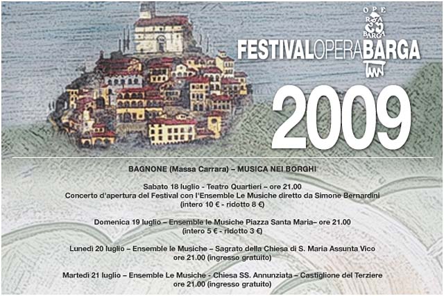 Calendario Festival Opera Barga 2009