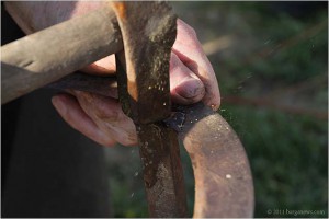 sickle sharpening by hammer blows