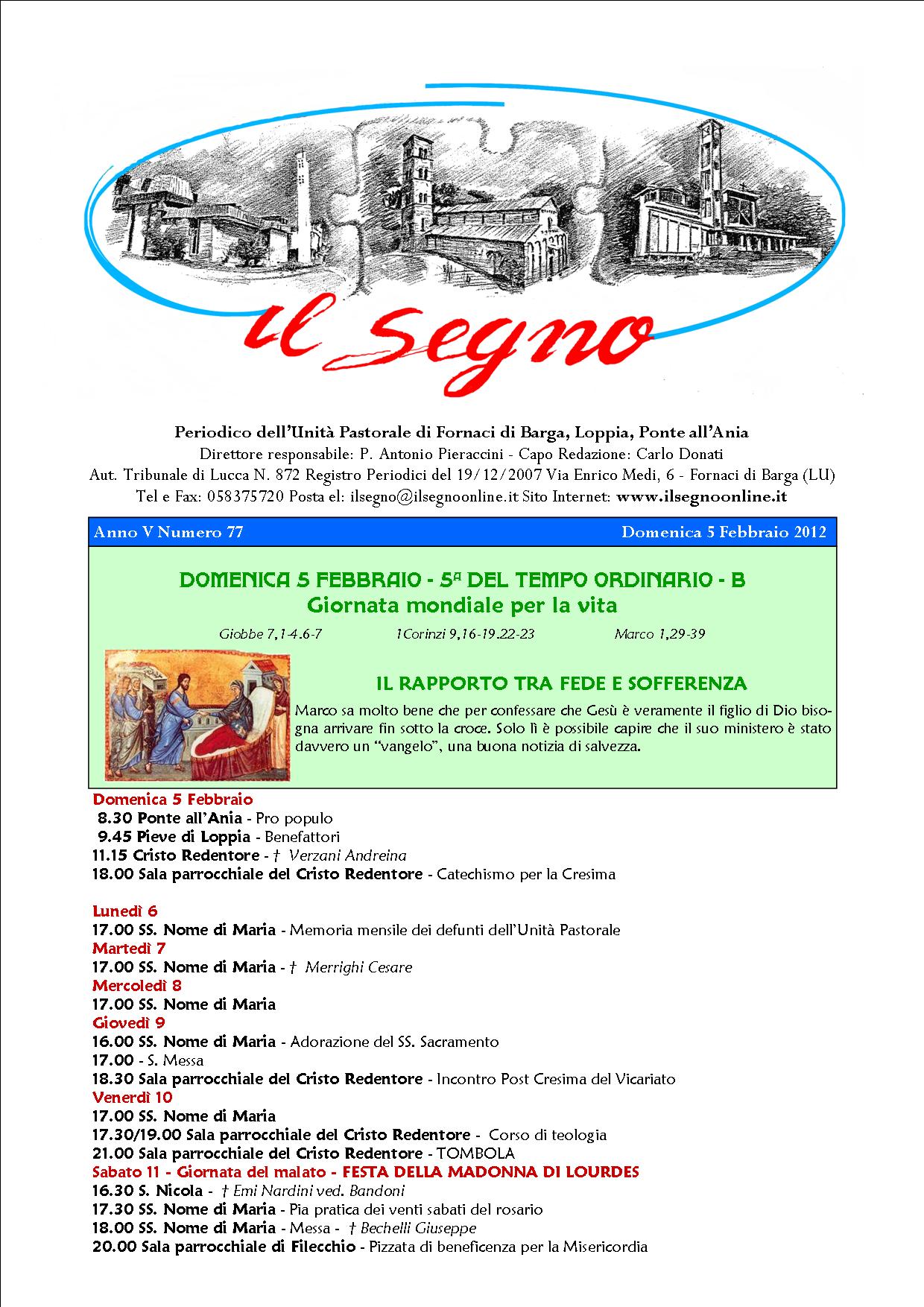 E’ uscito il periodico Il Segno