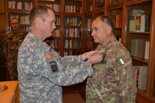 Lt. Col. Vittorio Biondi receives an army medal