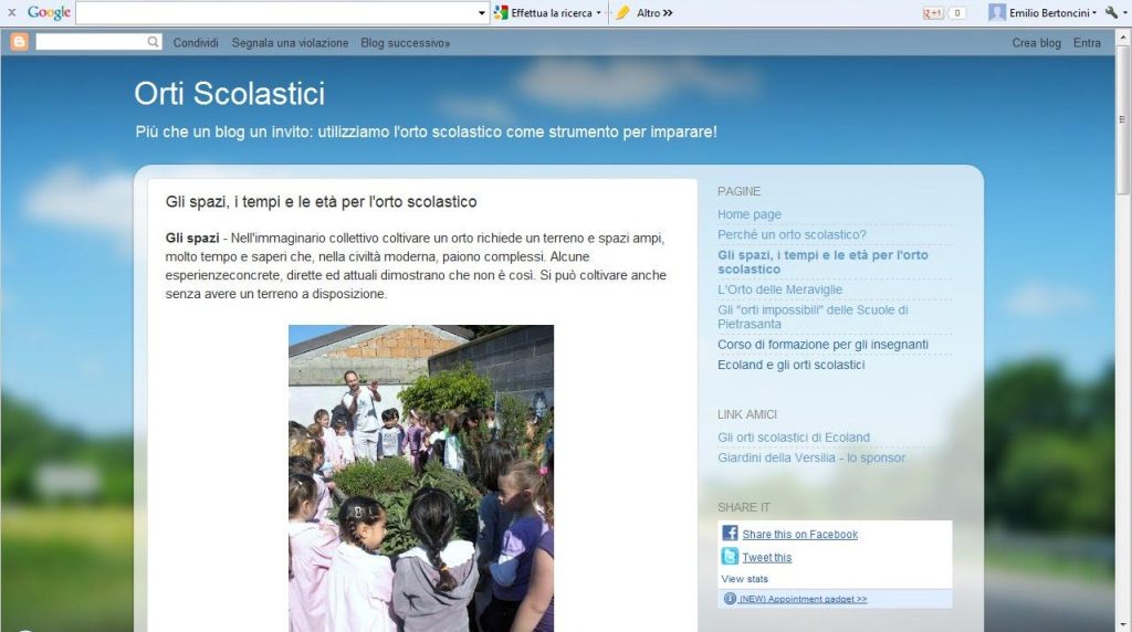 Nasce il blog dedicato agli orti scolastici