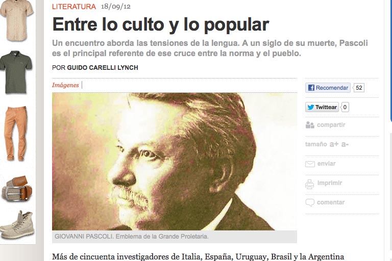 Conference on Giovanni Pascoli in Argentina