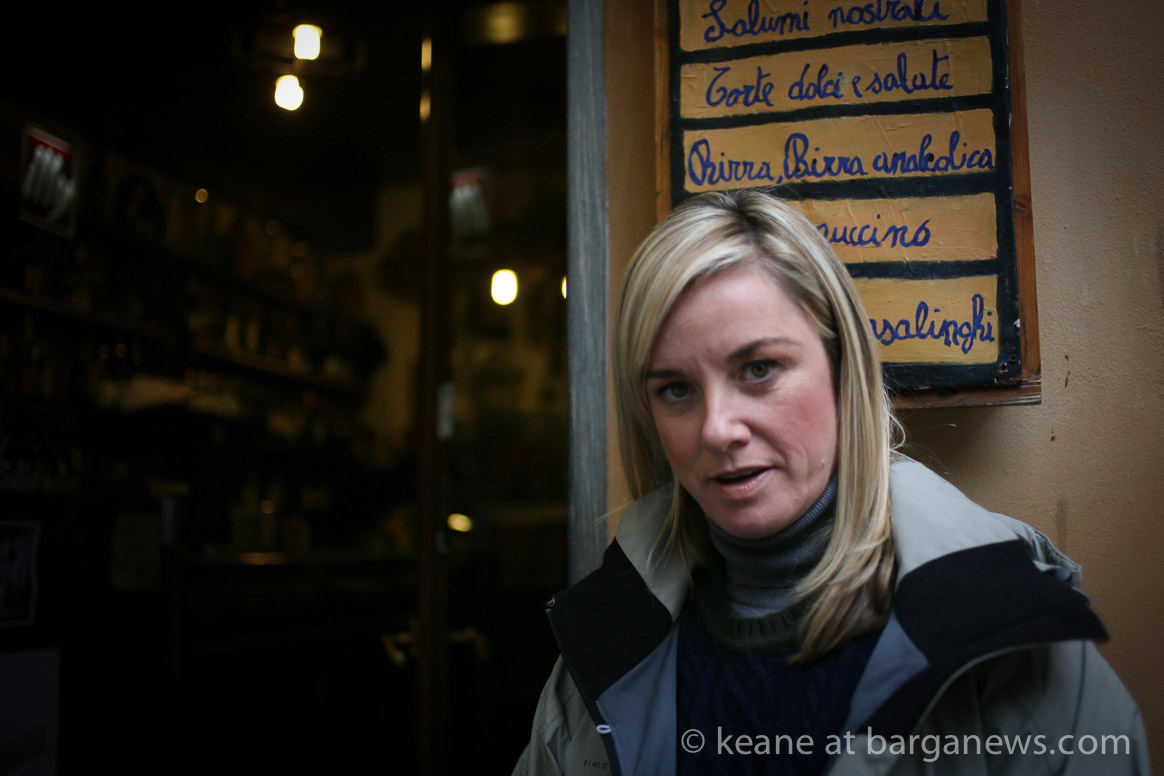 Tamzin Outhwaite and the BBC filming in Barga