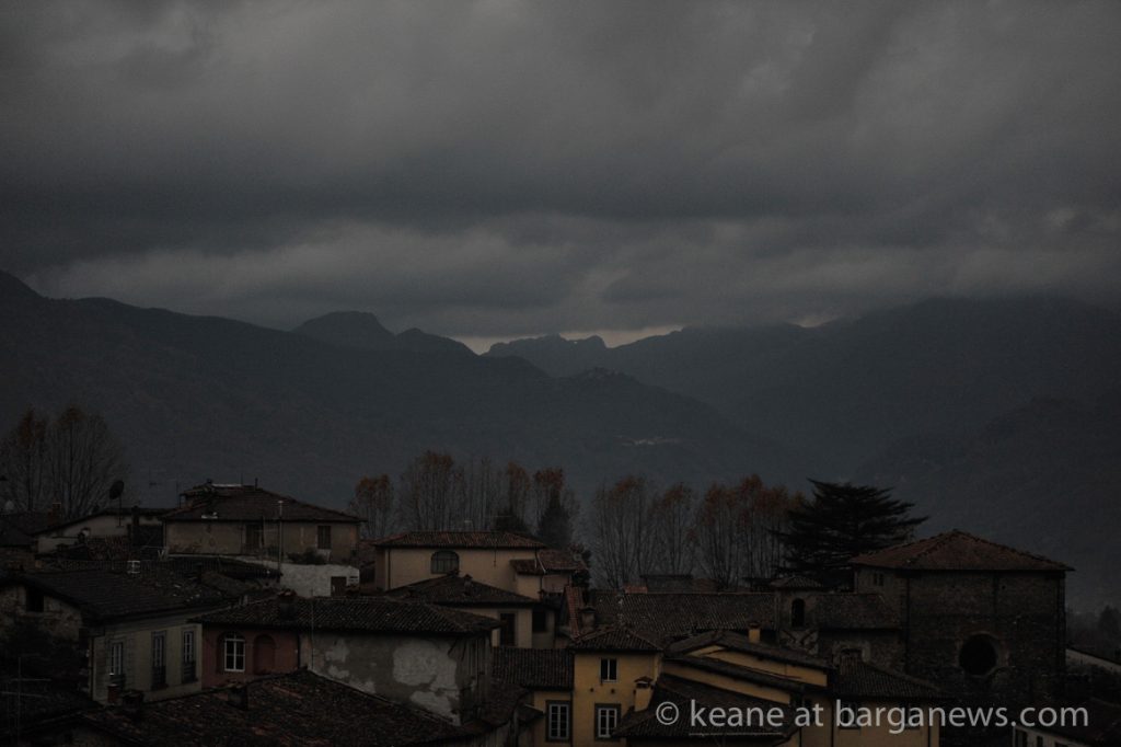 Low clouds hide the double sunset