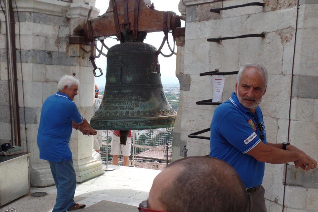 Barga bellringers on the Leaning Tower of Pisa