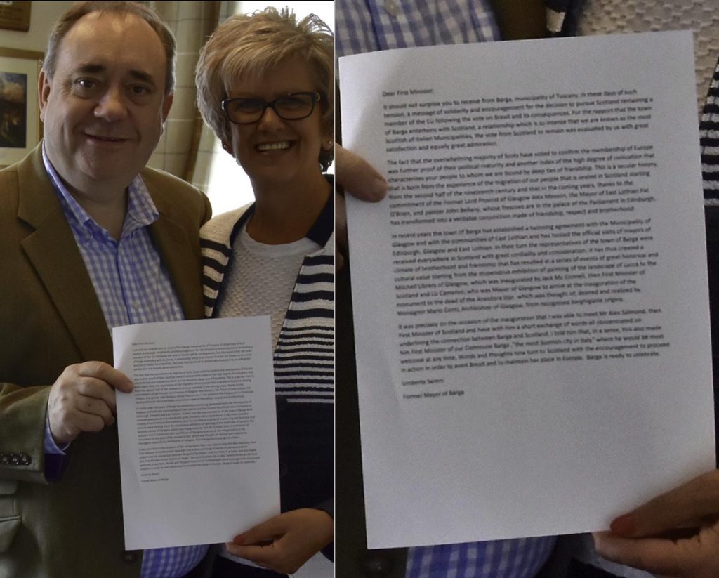 Letter from Barga to Mr Alex Salmond