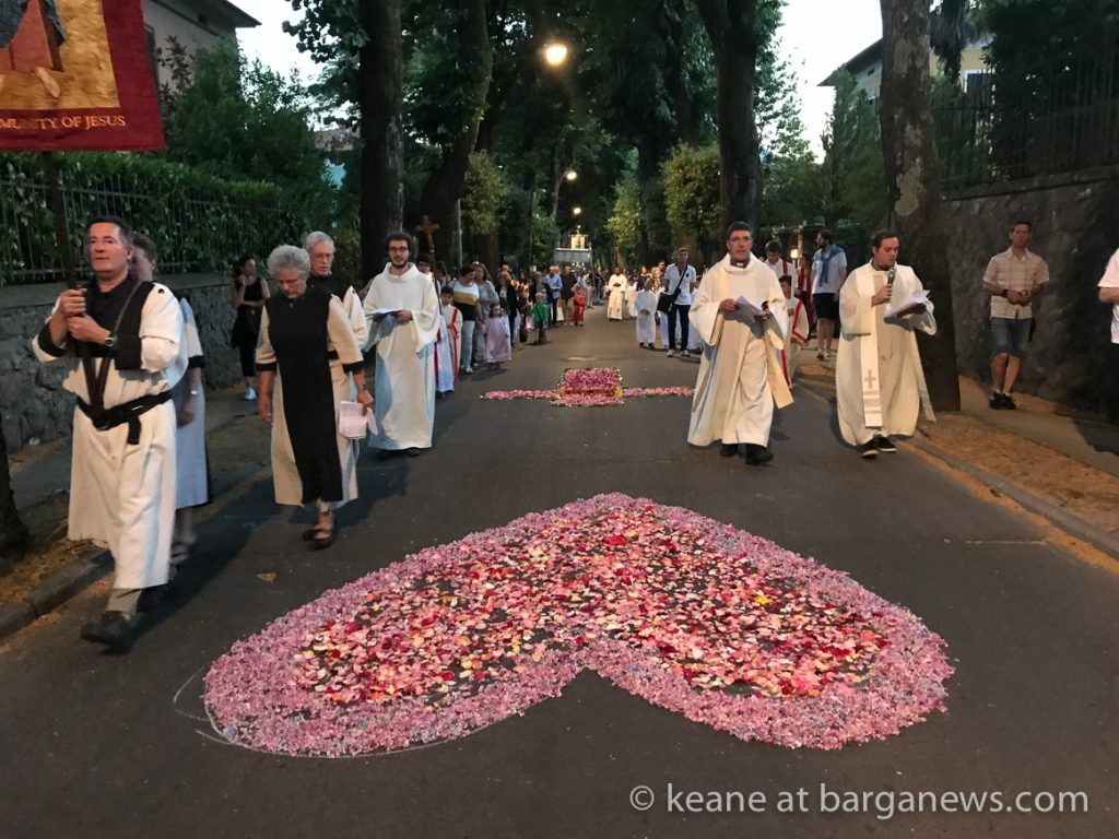 Flowers on the road for Corpus Domini procession