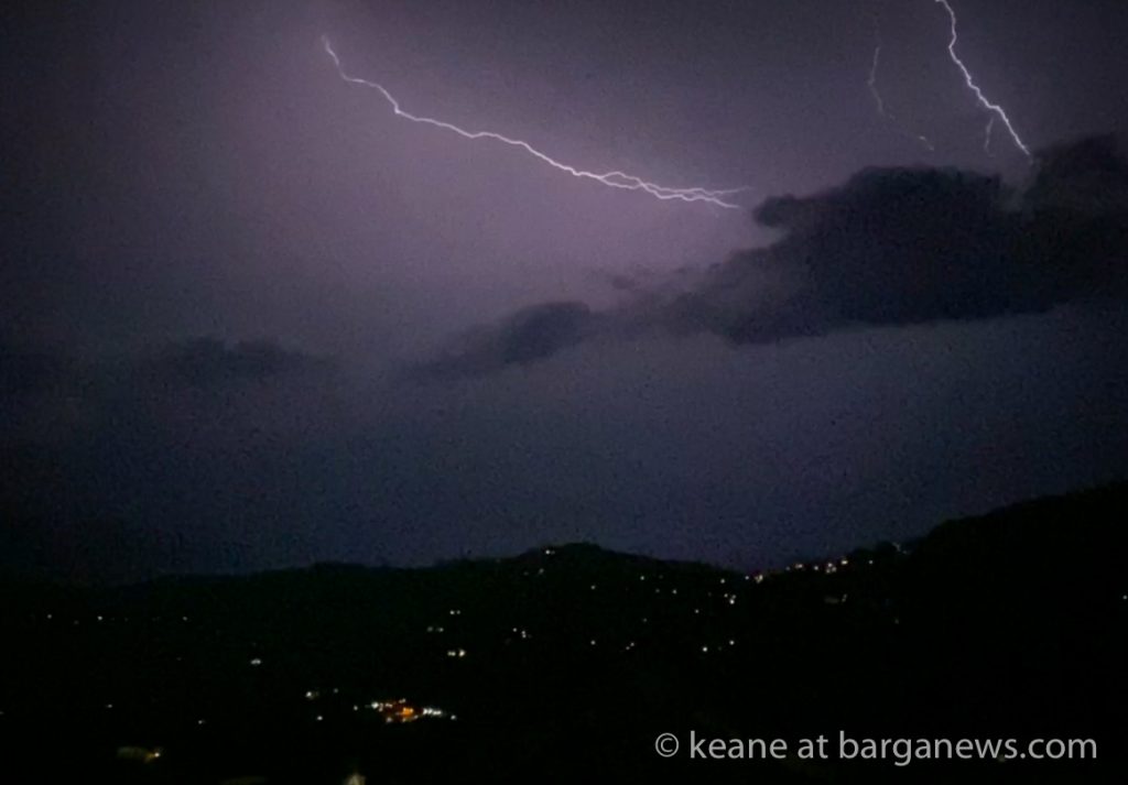 Lightning and thunder storms during the night
