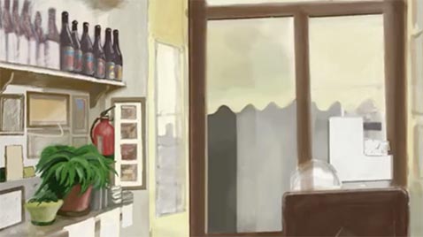 Digital drawing at Da Aristo in Barga Vecchia