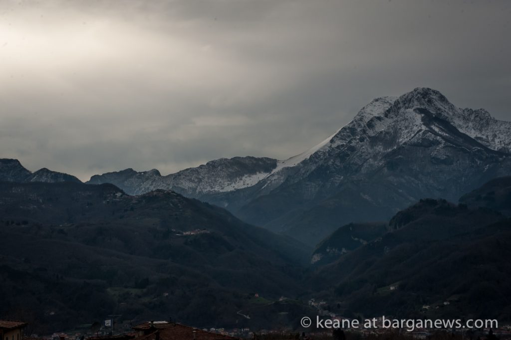 More snow on the mountains around Barga