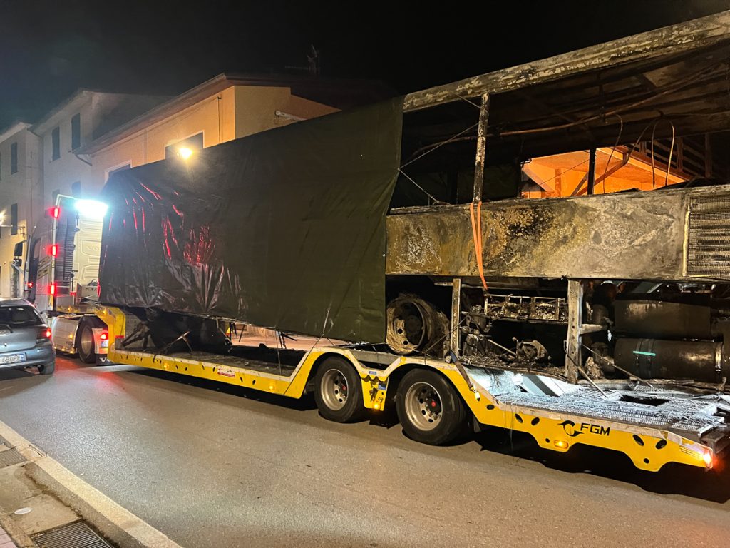 The two burnt buses moved from Loppia