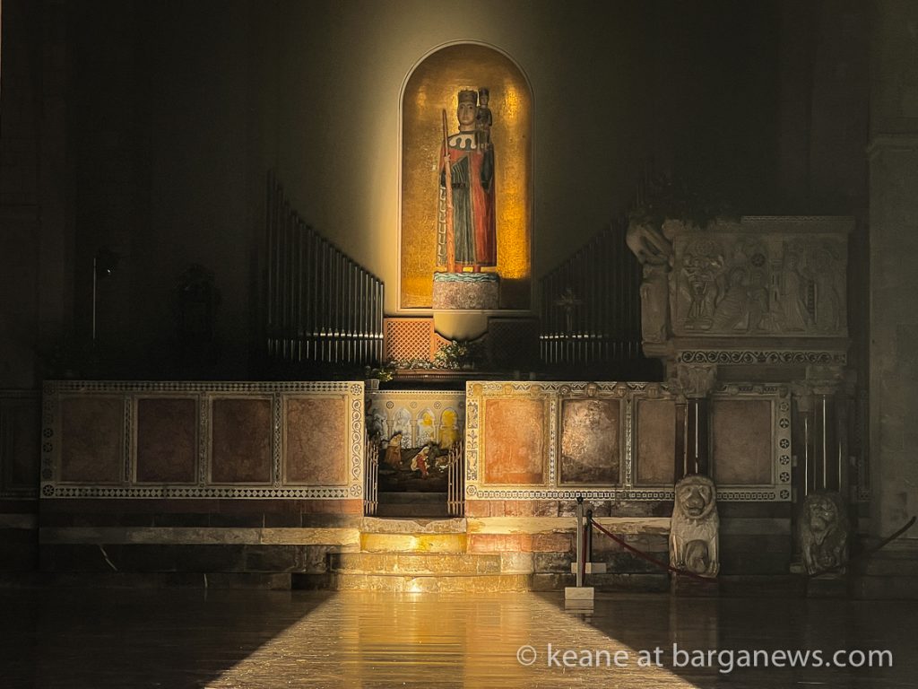 February afternoon – sunlit statue and bocce