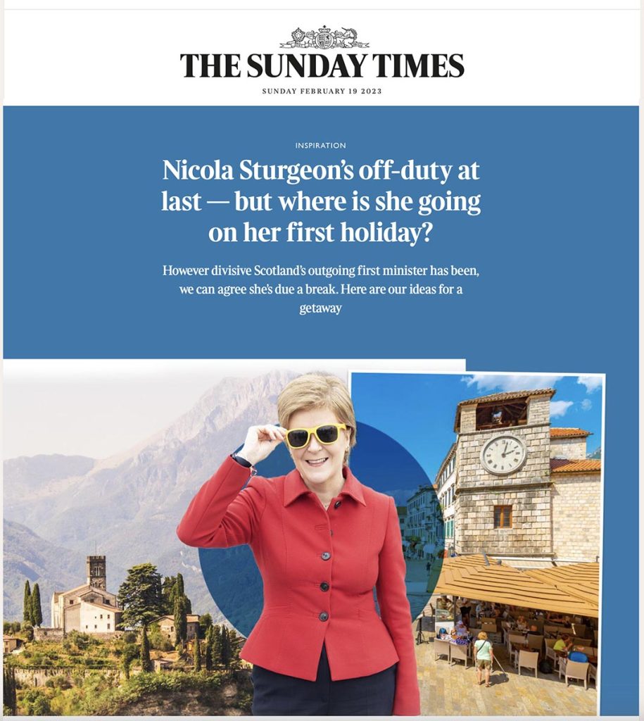 Sunday Times  – Nicola Sturgeon on holiday in Barga ?
