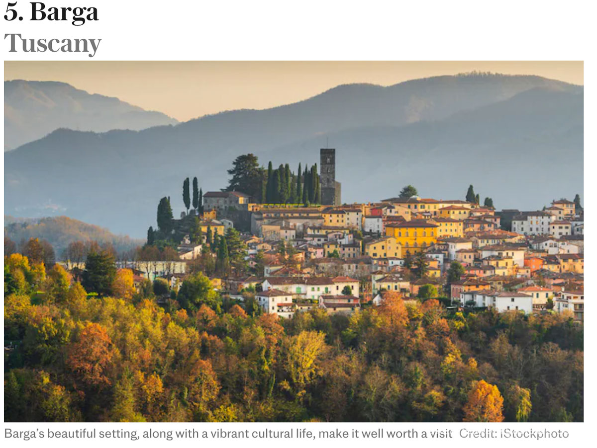 Tim Jepson  – The Telegraph,  London – “Barga my favourite”